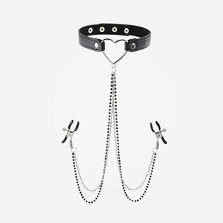 Sex & Mischief Collar with Nipple Clamps - Amor Black