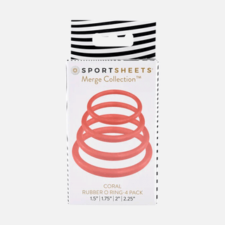 SPORTSHEETS Rubber Vibrating C-Ring 4 Pack - Coral