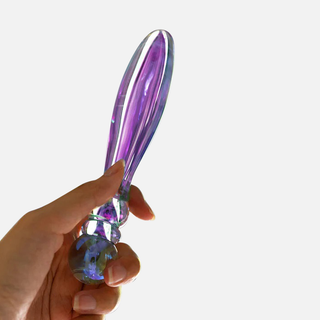 Cecii Beaded Glass Dildo- Purple