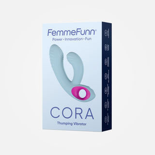 Cora - Rechargeable Thumping Dual Stimulation Rabbit Vibrator - Light Blue
