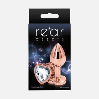 Rear Assets Small Heart Non Vibrating Anal Plug Rose Gold - Clear