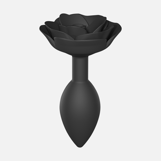 Open Roses Non Vibrating Butt Plug Large - Black Onyx