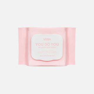 Pink packet of wipes with white lid closed, lid reads "YOU DO YOU INTIMATE CARE WIPES"